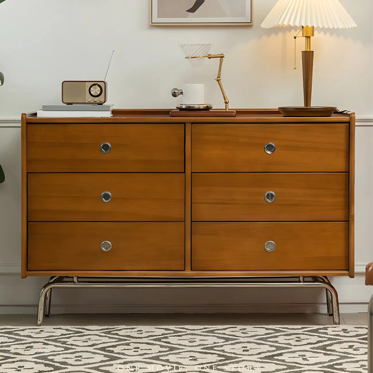 Stylish Pine Wooden Black Double Dresser