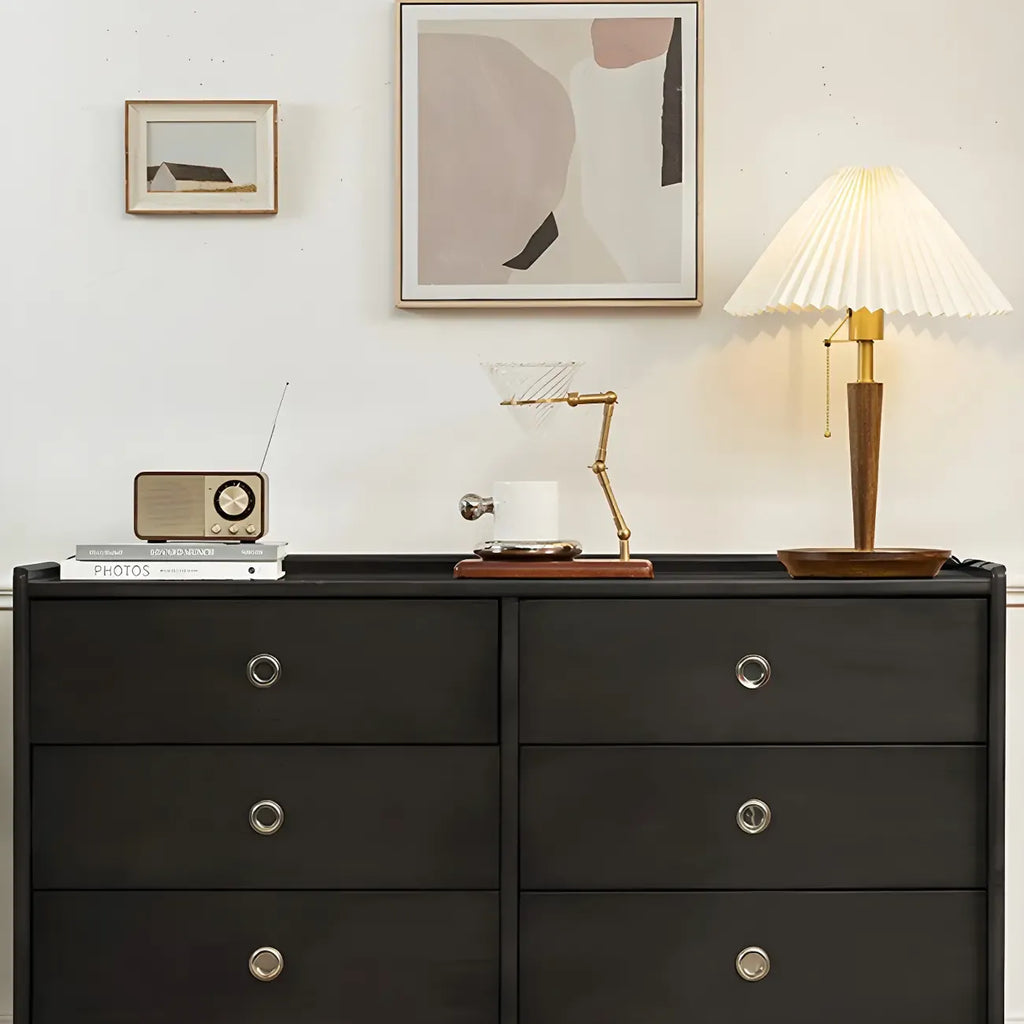 Stylish Pine Wooden Black Double Dresser