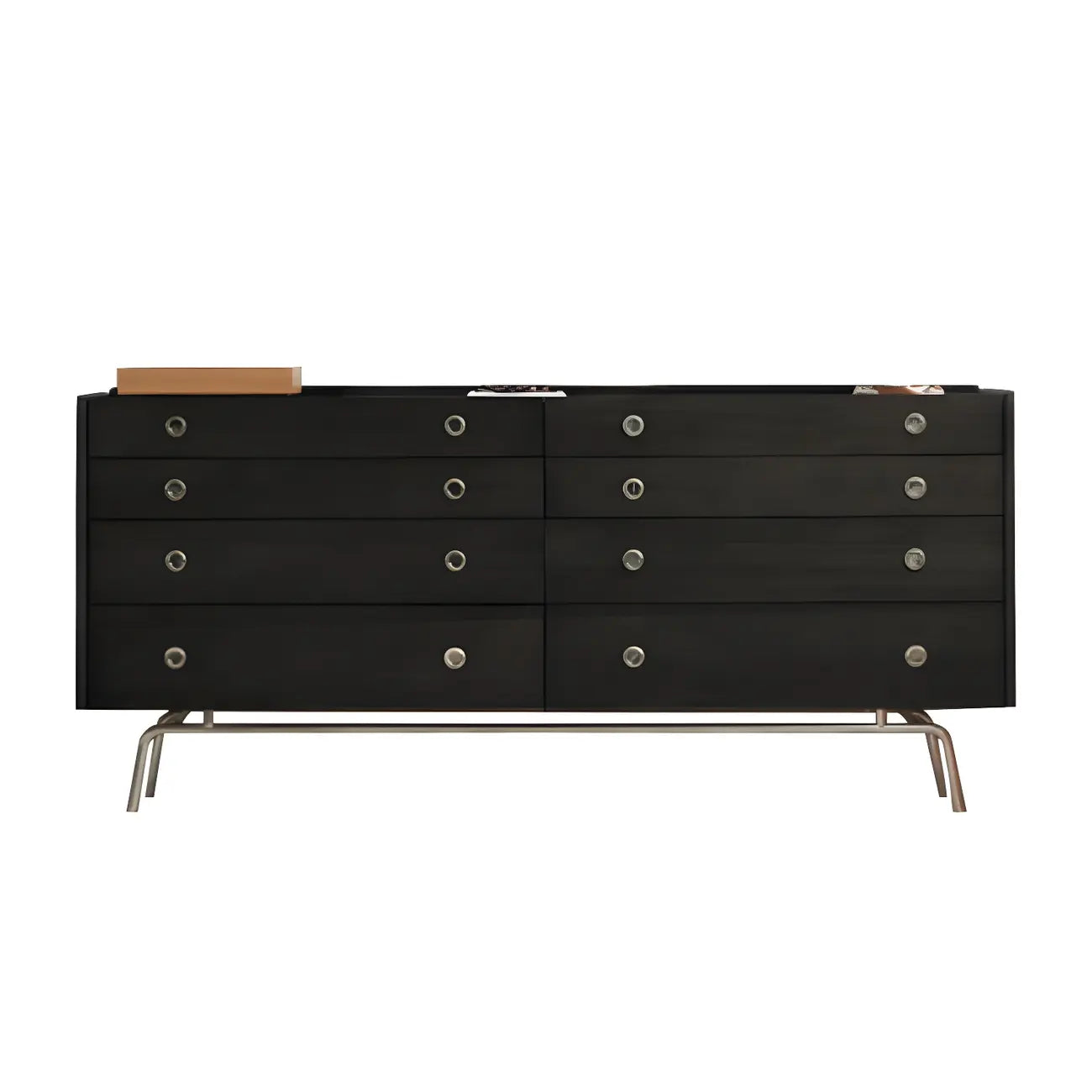 Stylish Pine Wooden Black Double Dresser