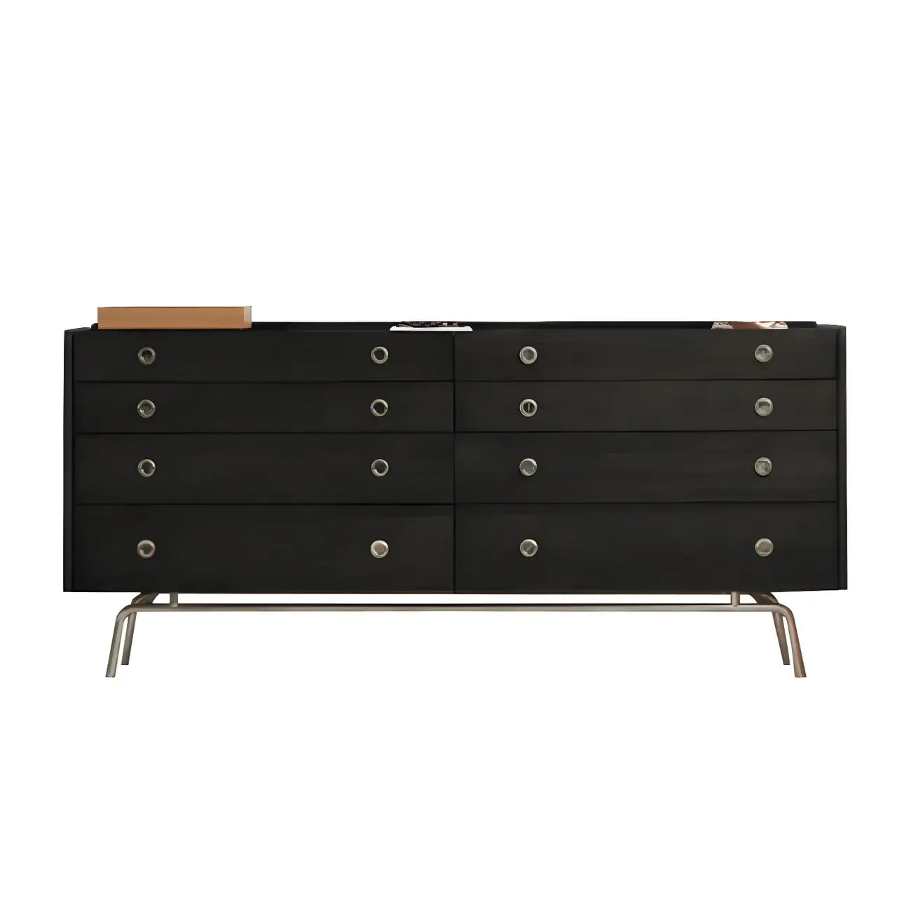 Stylish Pine Wooden Black Double Dresser