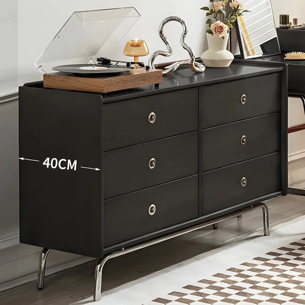 Stylish Pine Wooden Black Double Dresser