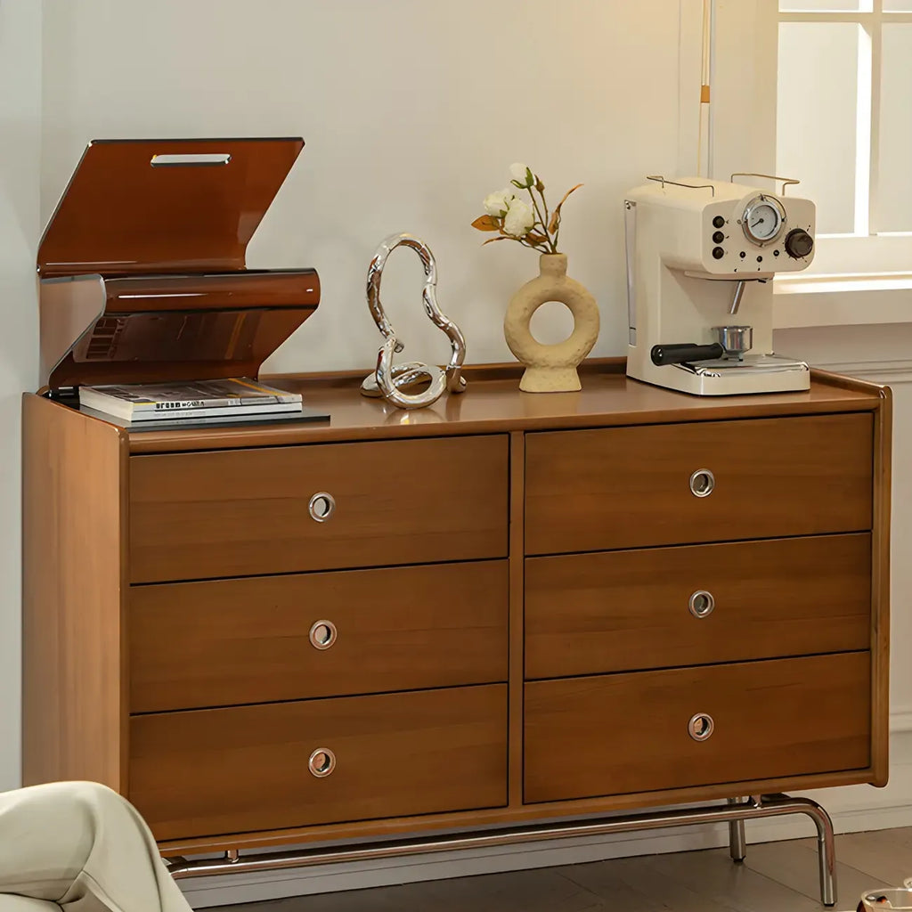 Stylish Pine Wooden Black Double Dresser