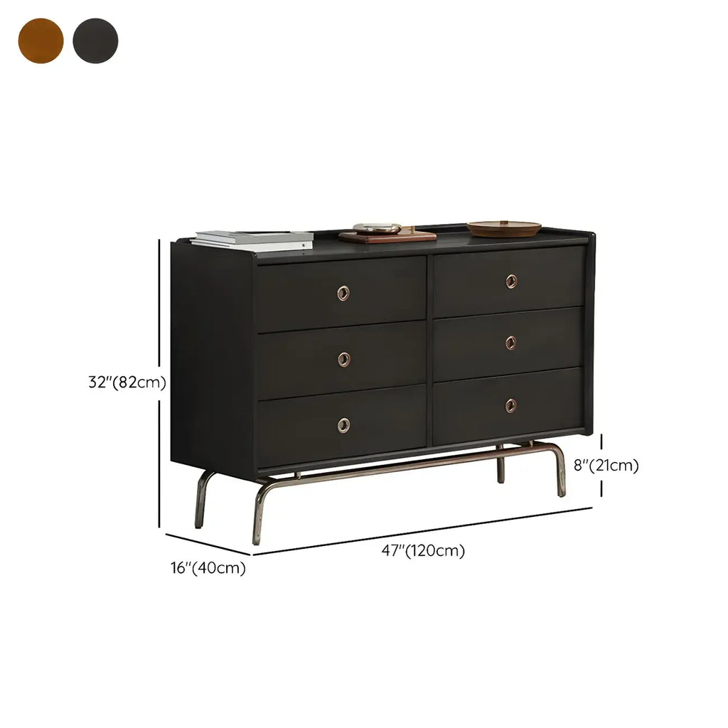 Stylish Pine Wooden Black Double Dresser