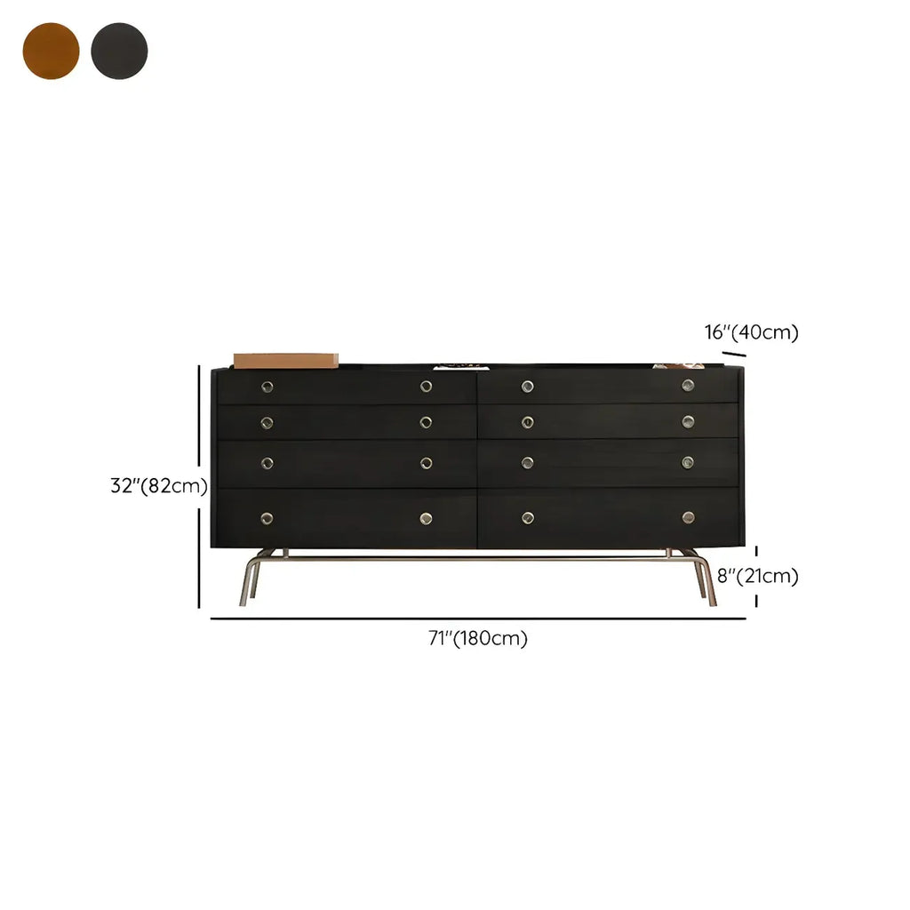 Stylish Pine Wooden Black Double Dresser