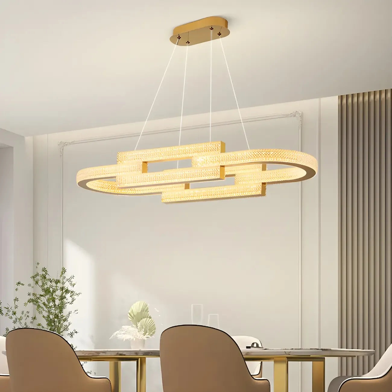 Artistic Modern Gold Oval Pendant Light for Kitchen