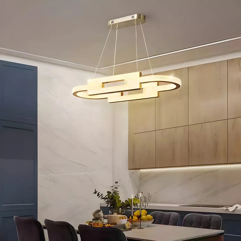 Artistic Modern Gold Oval Pendant Light for Kitchen