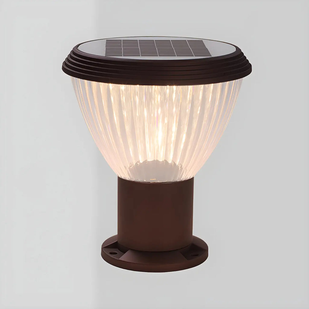 Solar Metal Cone Clear Shade Outdoor Post Lights