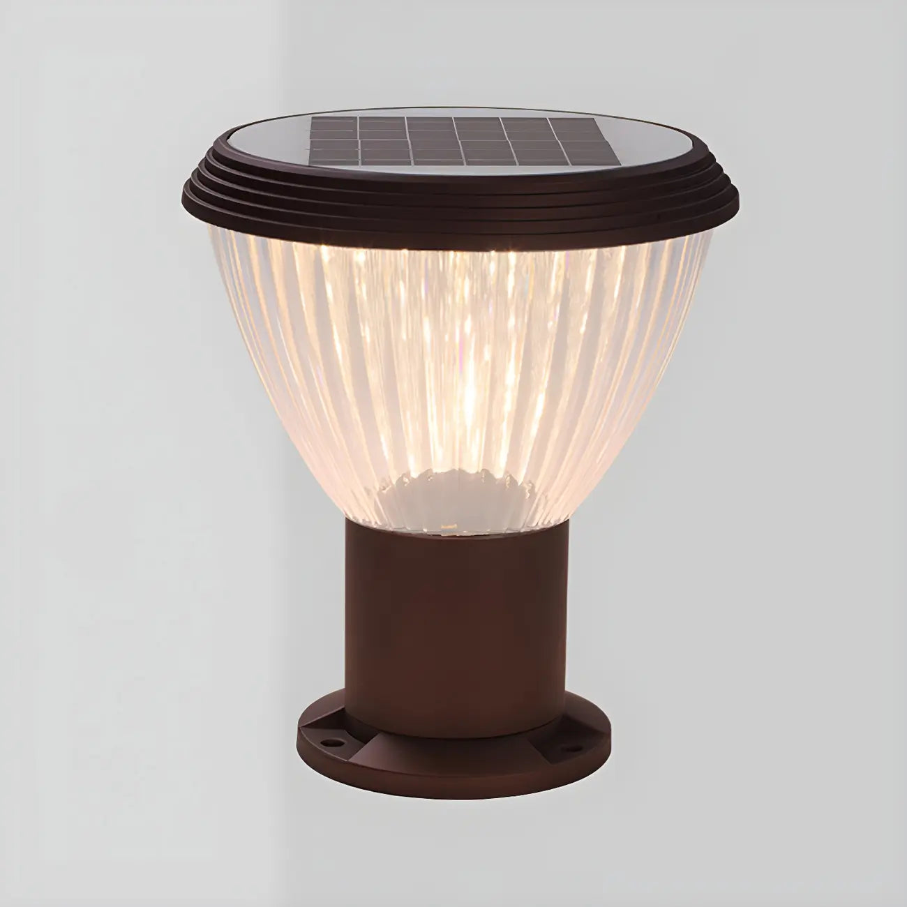 Solar Metal Cone Clear Shade Outdoor Post Lights