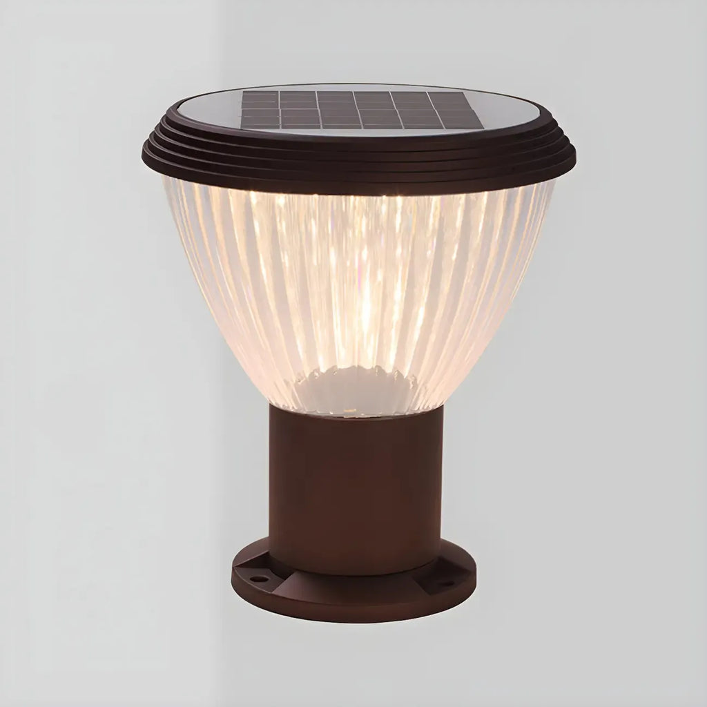 Solar Metal Cone Clear Shade Outdoor Post Lights
