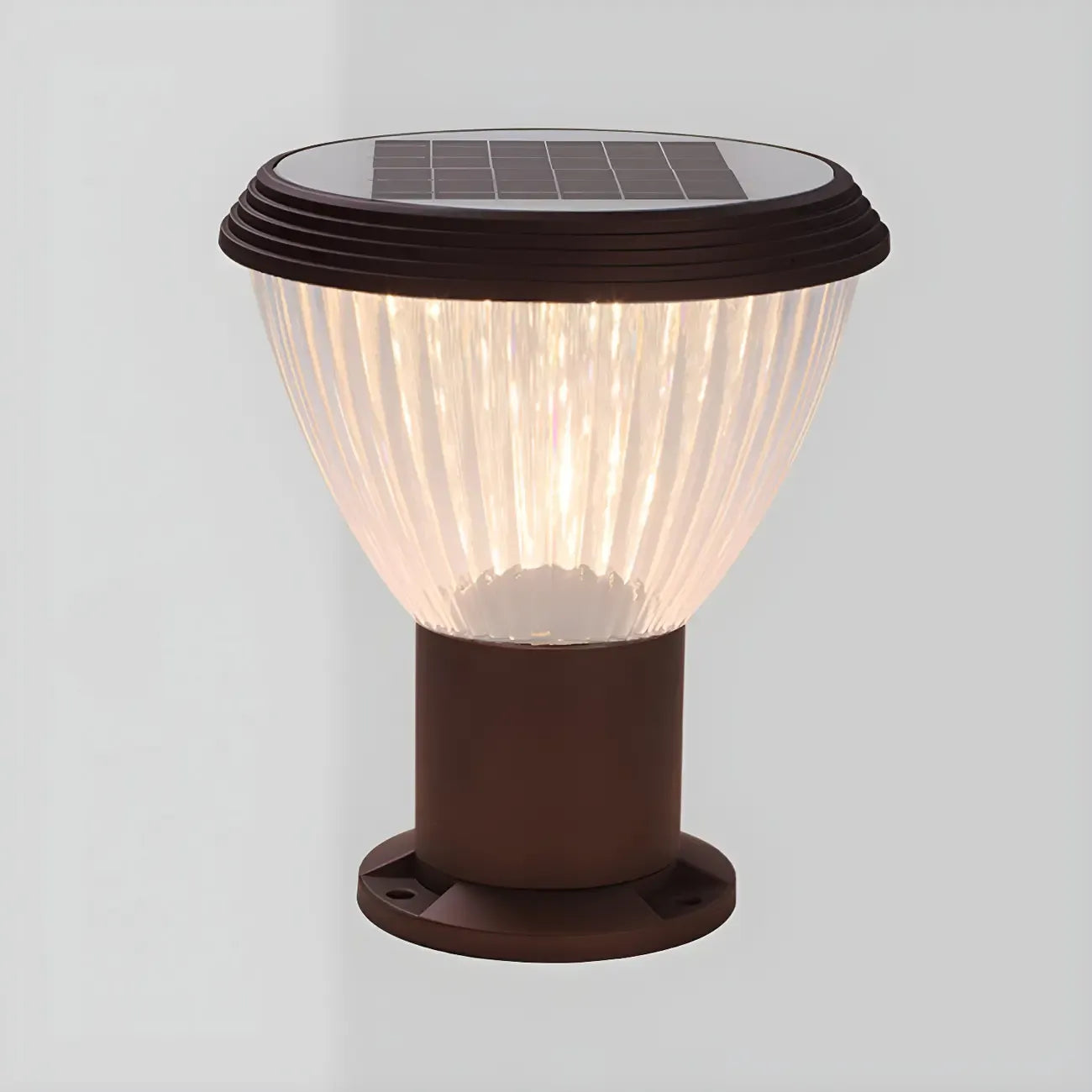 Solar Metal Cone Clear Shade Outdoor Post Lights