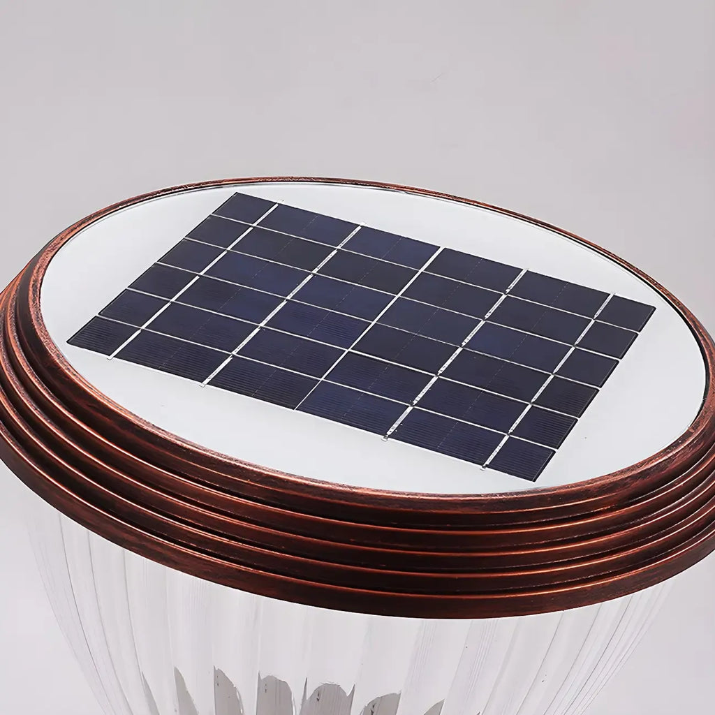 Solar Metal Cone Clear Shade Outdoor Post Lights