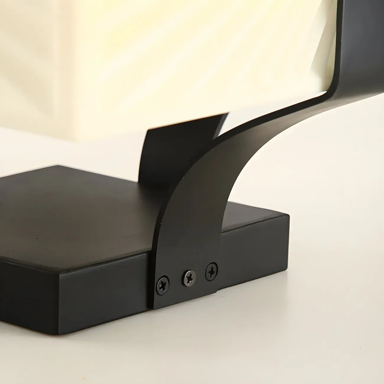 Black Elegant Bracket Post Cap Light with Beige Cubic Shade