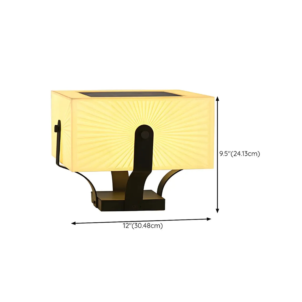 Black Elegant Bracket Post Cap Light with Beige Cubic Shade