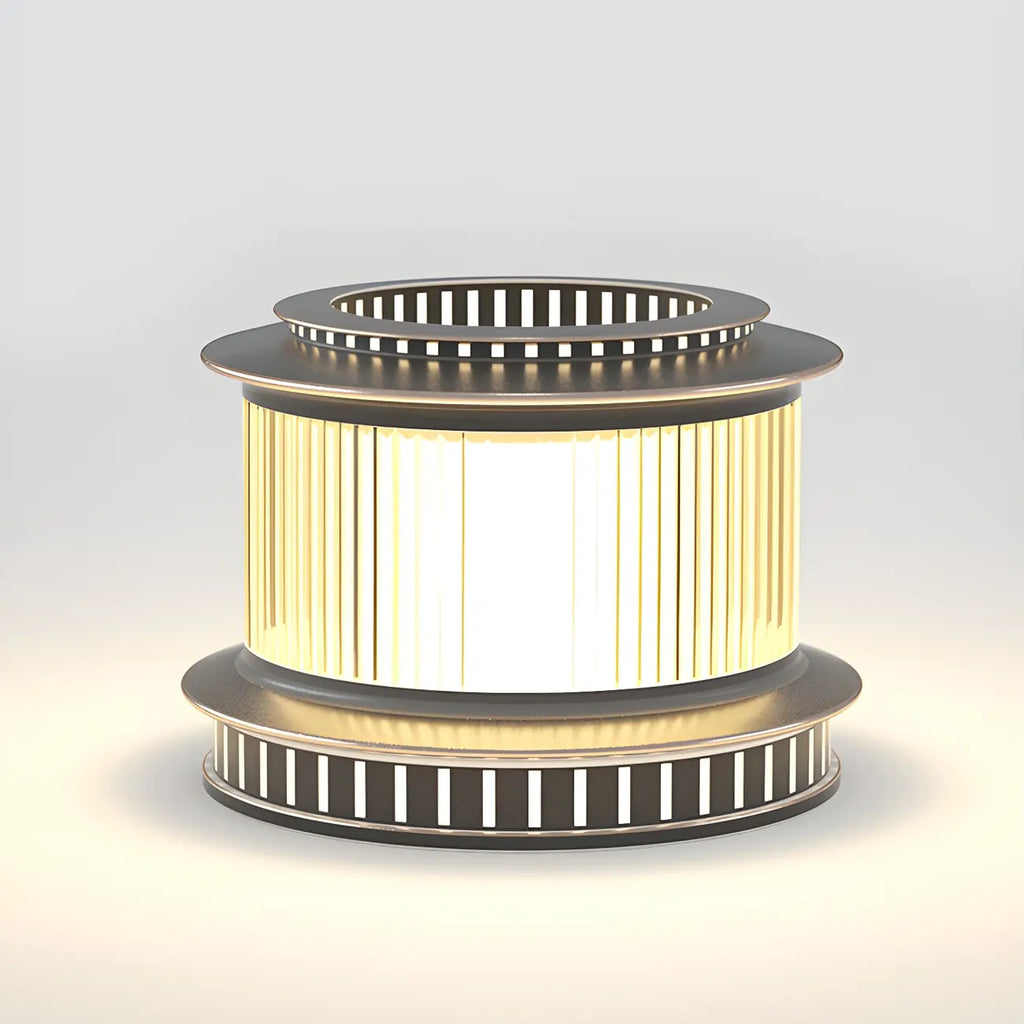 Black Metal Circular Drum Post Cap Light