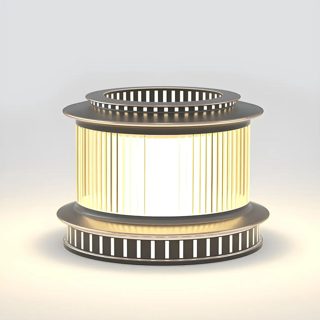 Black Metal Circular Drum Post Cap Light