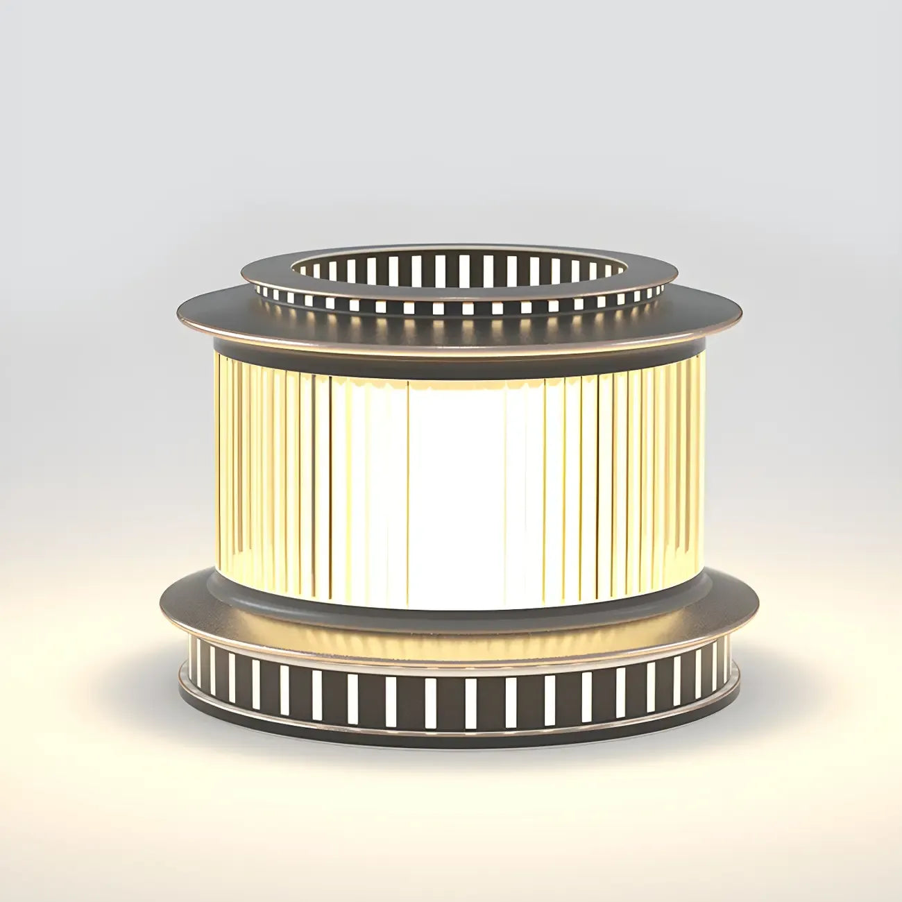 Black Metal Circular Drum Post Cap Light