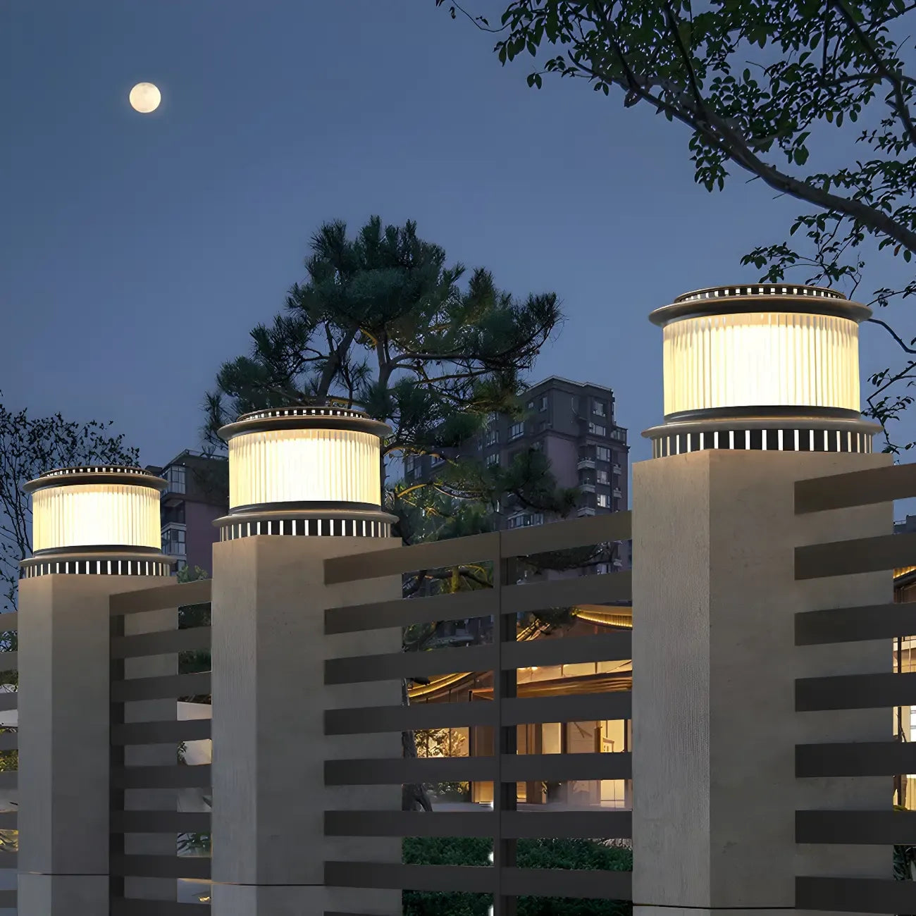 Black Metal Circular Drum Post Cap Light