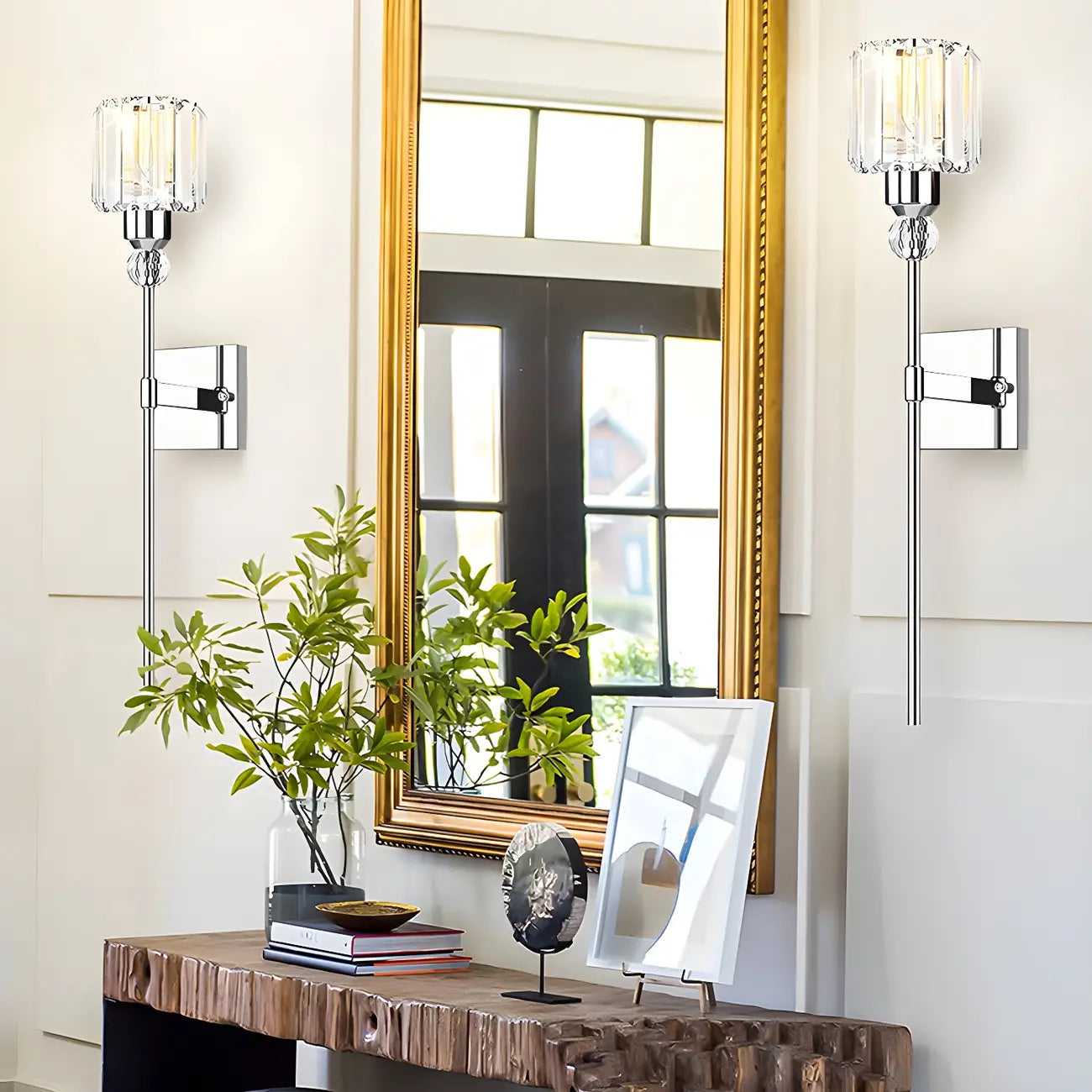 Modern Rod Shape Gold Crystal Vanity Light for Bathroom