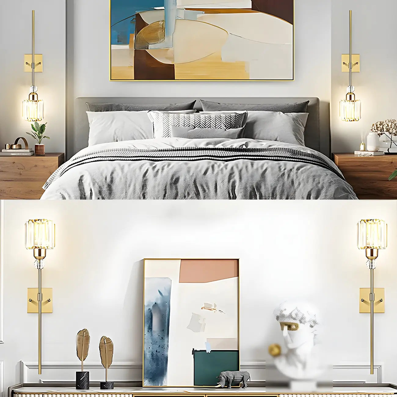 Modern Rod Shape Gold Crystal Vanity Light for Bathroom