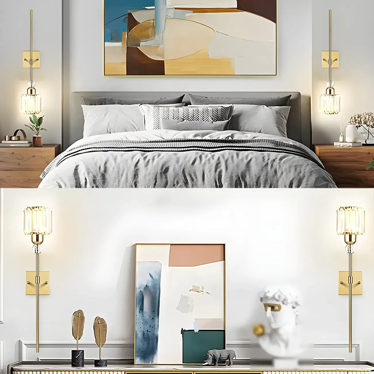 Modern Rod Shape Gold Crystal Vanity Light for Bathroom