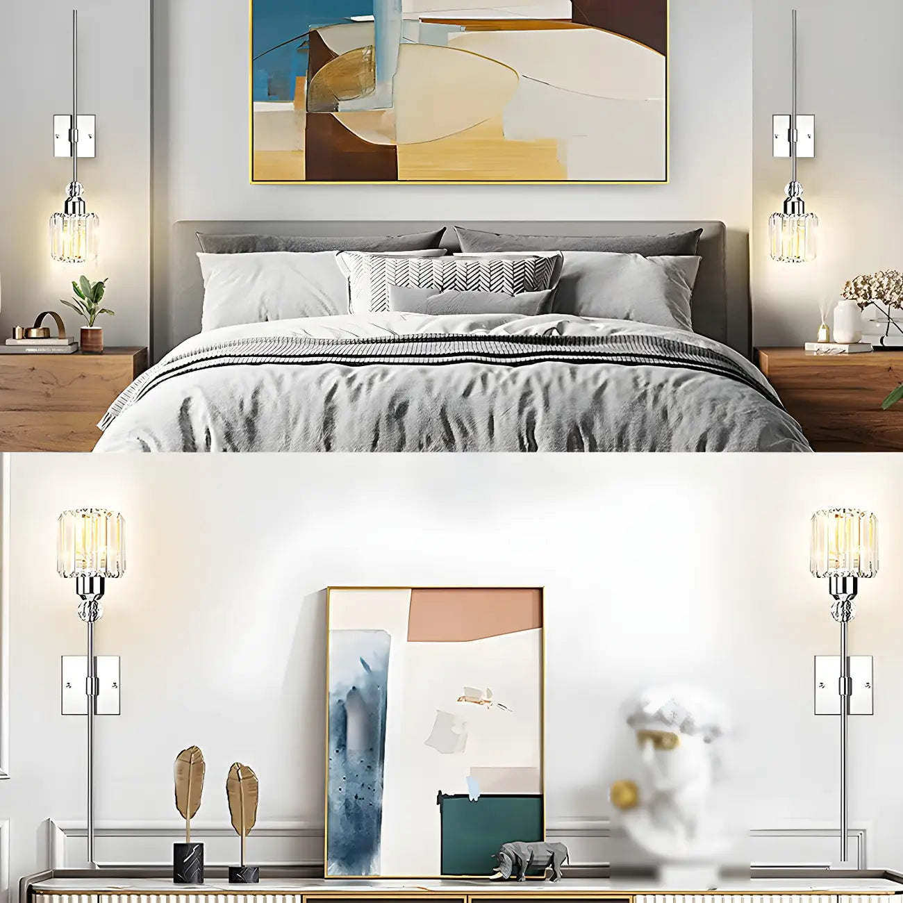 Modern Rod Shape Gold Crystal Vanity Light for Bathroom