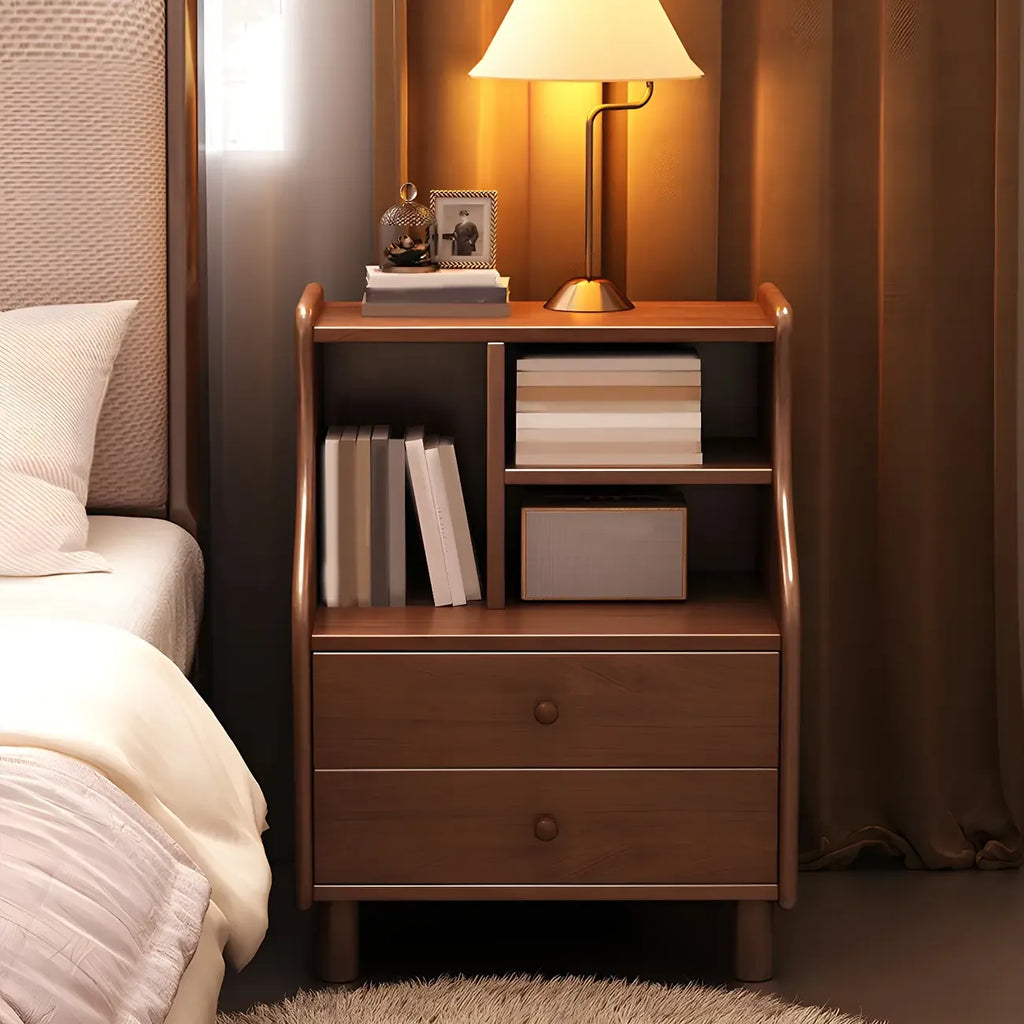 Narrow Versatile 2 Drawers Solid Wood White Nightstand