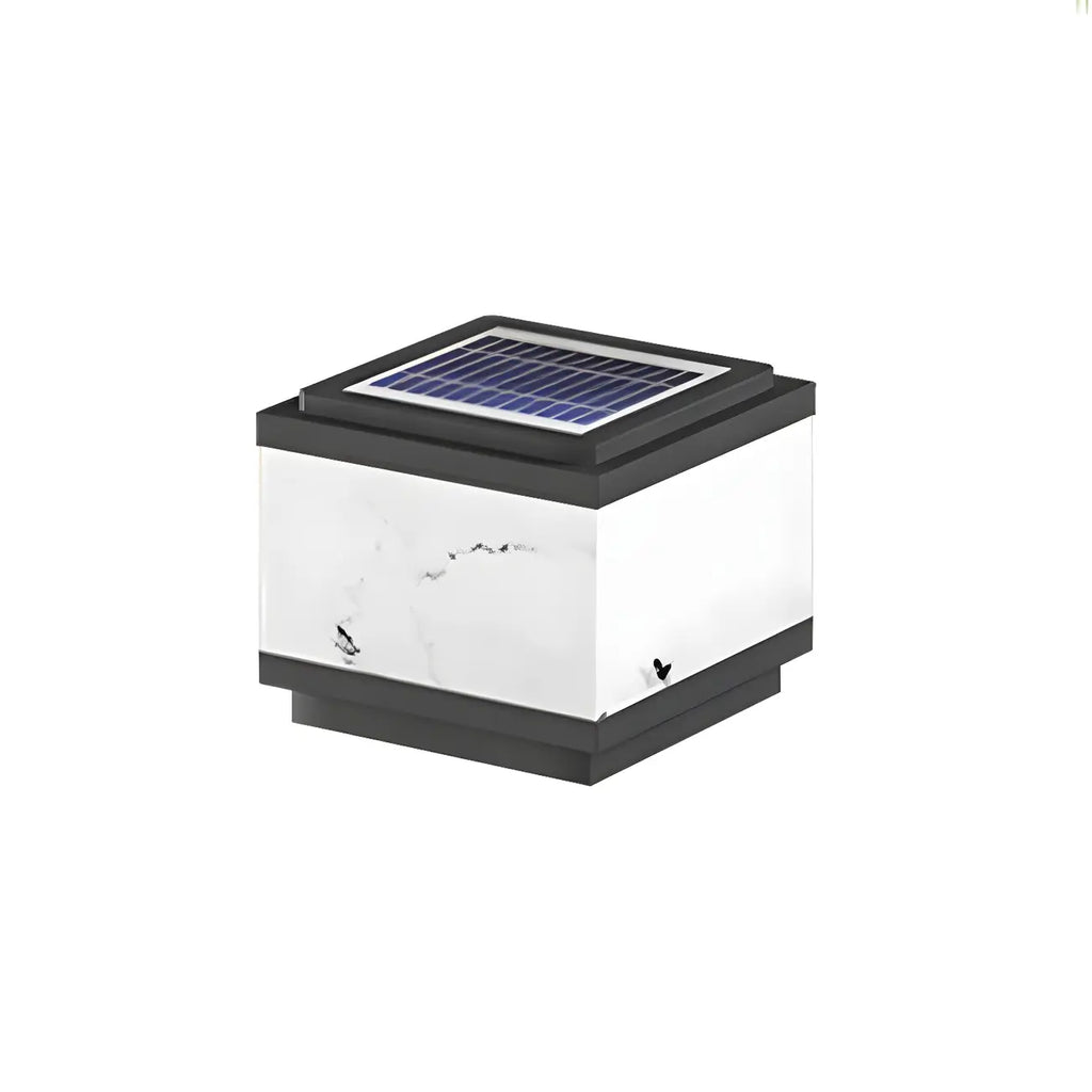 Modern Solar White Cube Outdoor Post Lights