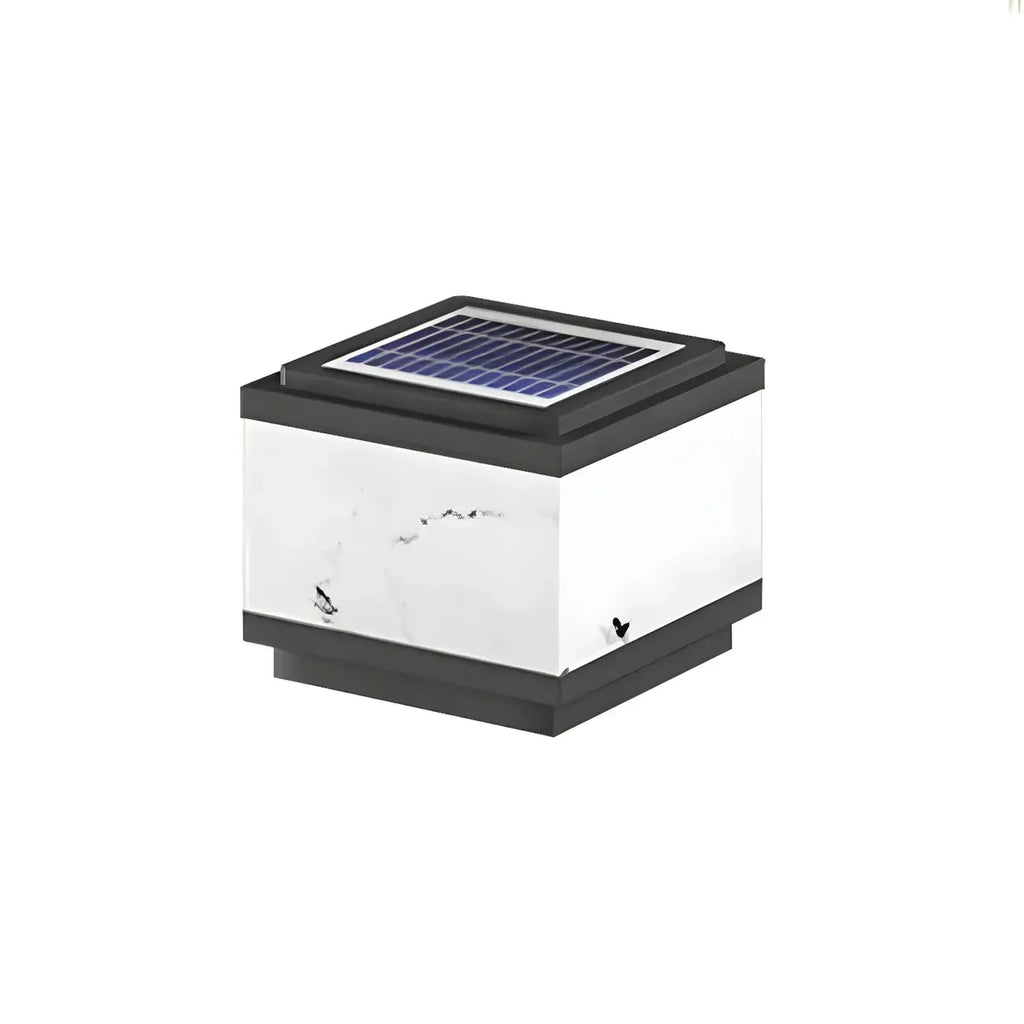 Modern Solar White Cube Outdoor Post Lights