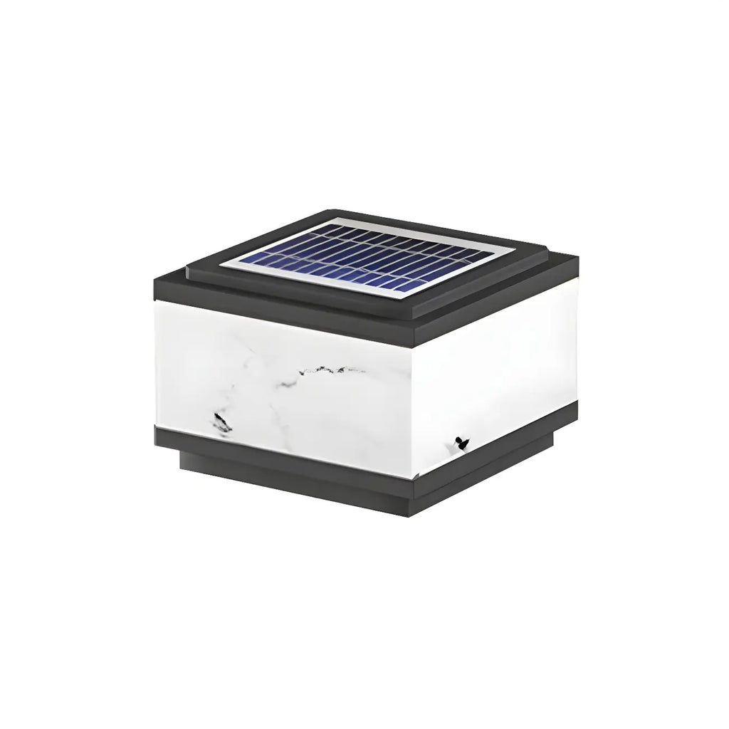 Modern Solar White Cube Outdoor Post Lights