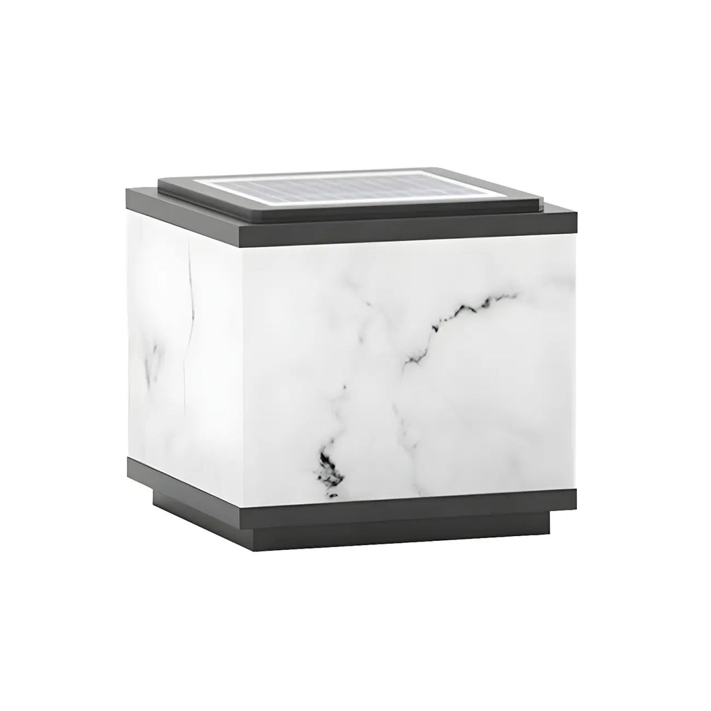 Modern Solar White Cube Outdoor Post Lights