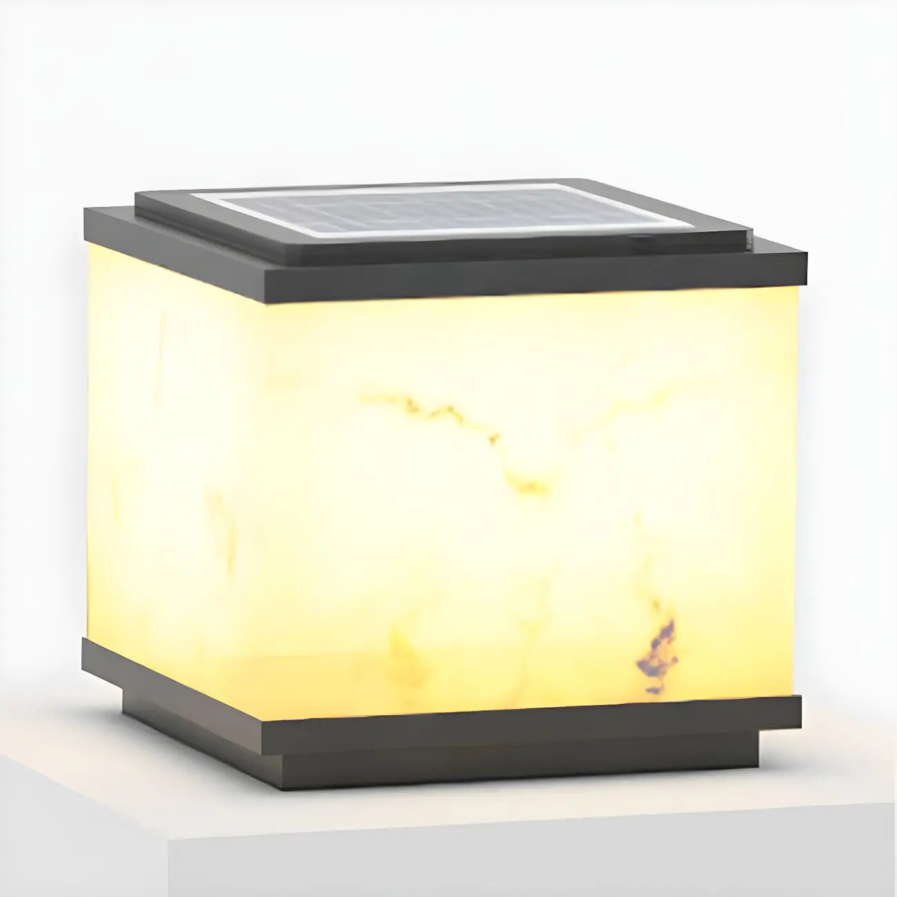 Modern Solar White Cube Outdoor Post Lights