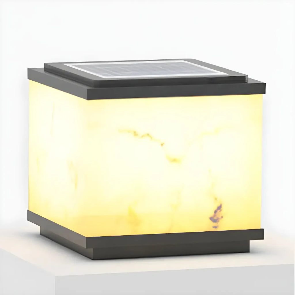 Modern Solar White Cube Outdoor Post Lights