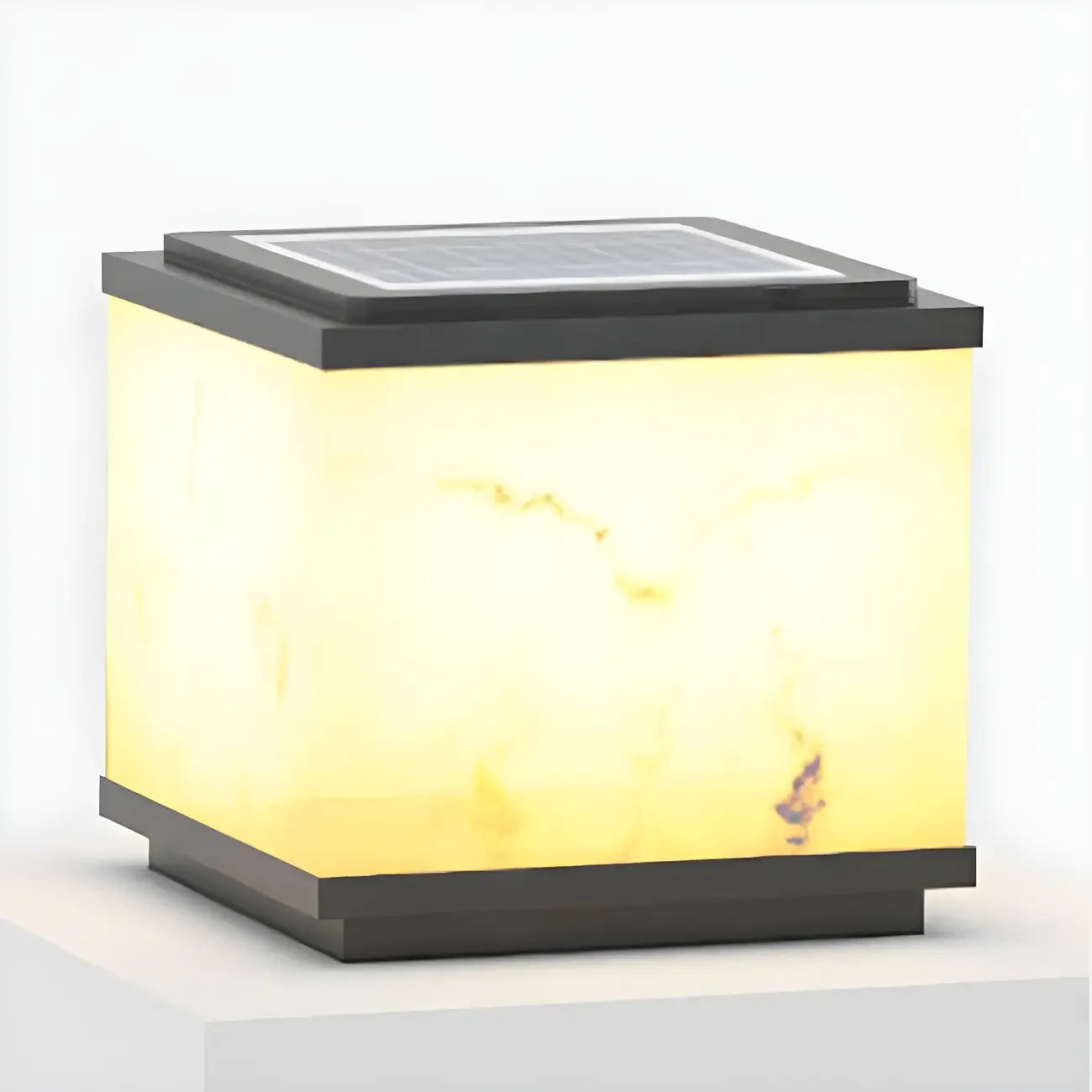 Modern Solar White Cube Outdoor Post Lights