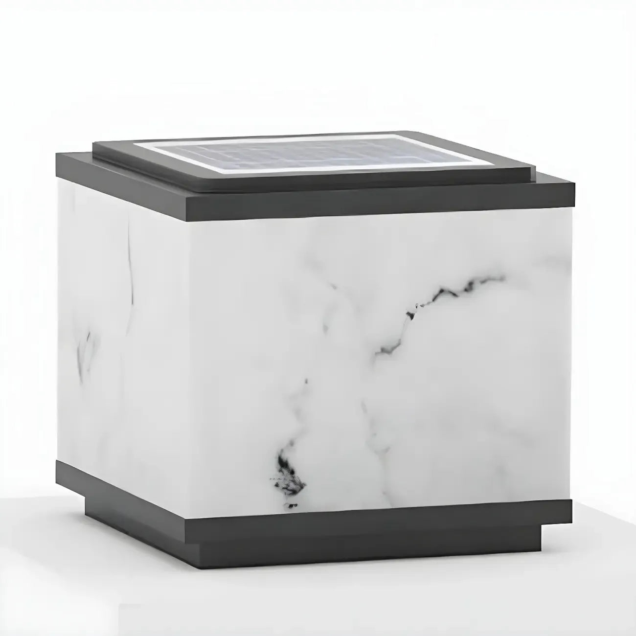 Modern Solar White Cube Outdoor Post Lights