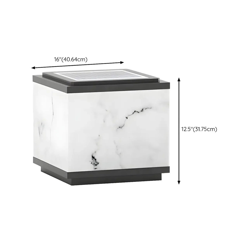 Modern Solar White Cube Outdoor Post Lights