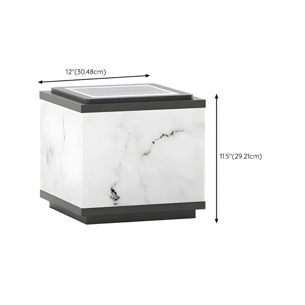 Modern Solar White Cube Outdoor Post Lights