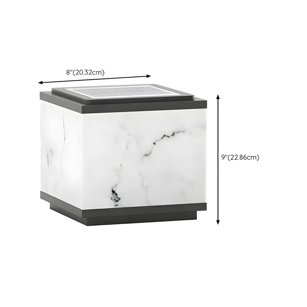 Modern Solar White Cube Outdoor Post Lights