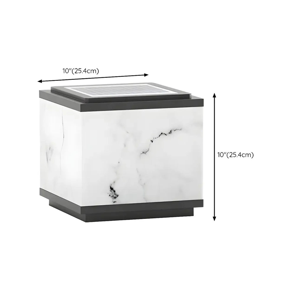 Modern Solar White Cube Outdoor Post Lights