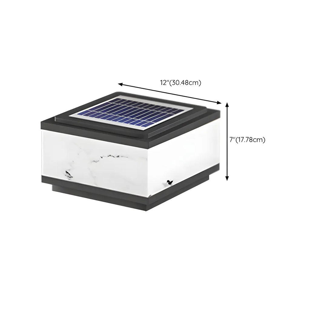 Modern Solar White Cube Outdoor Post Lights