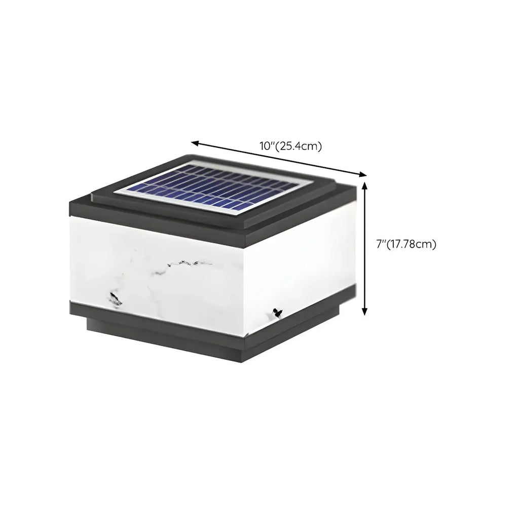 Modern Solar White Cube Outdoor Post Lights