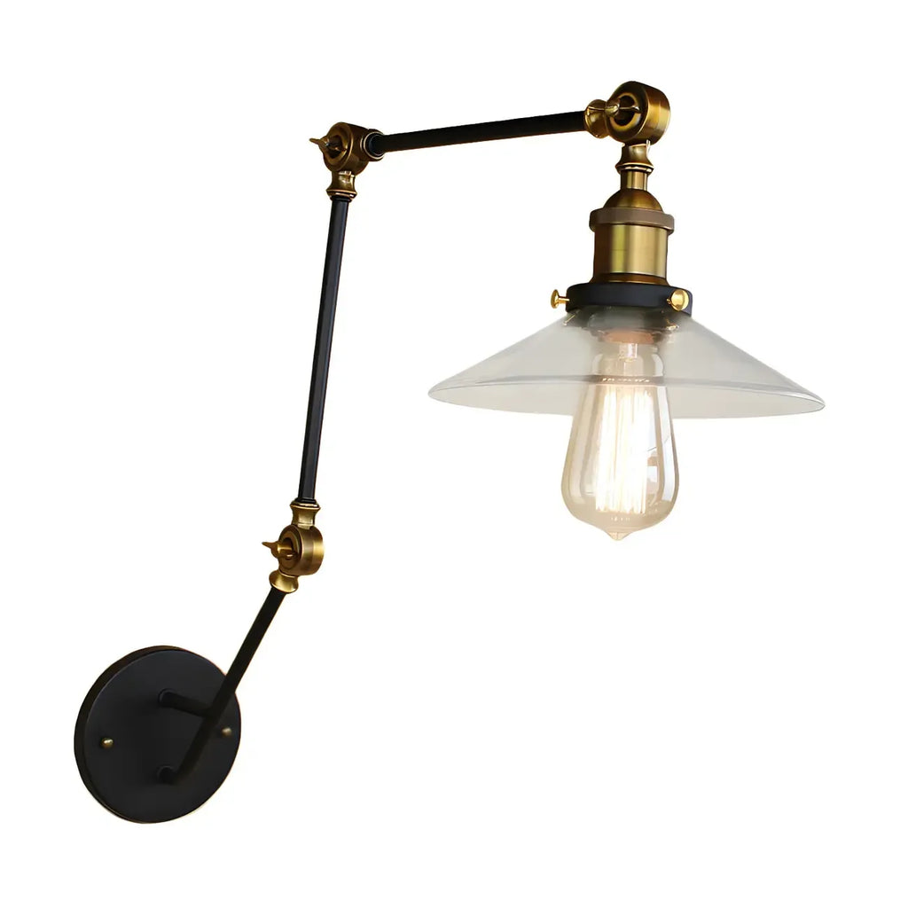 Wide Flare Brass Black 3-Section Arm Swing Wall Light