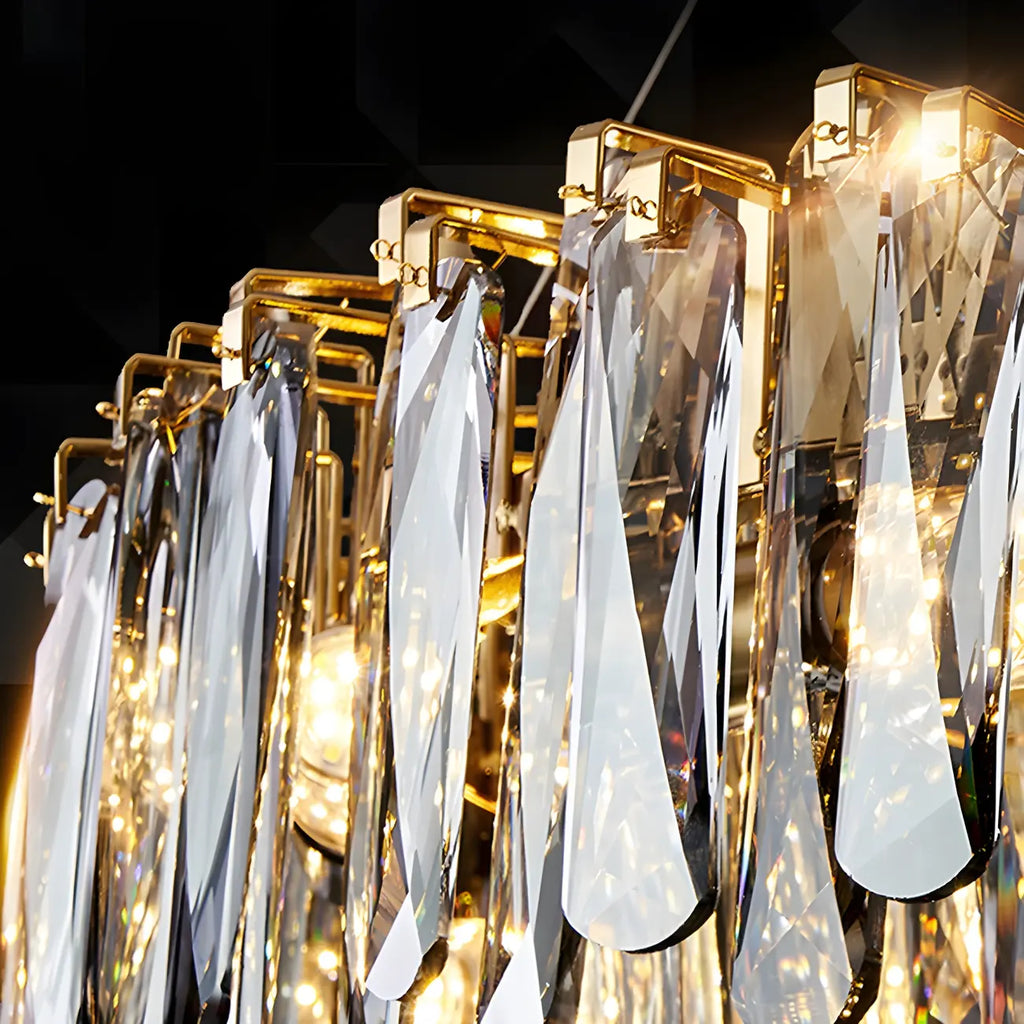 Elegant Grey Crystal Linear Island Pendant Light