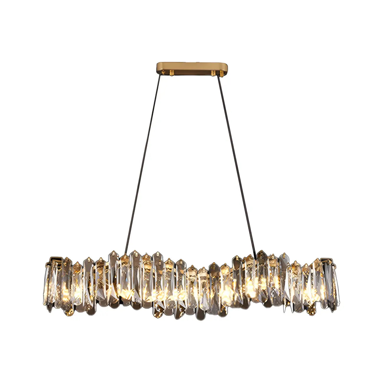 Elegant Grey Crystal Linear Island Pendant Light