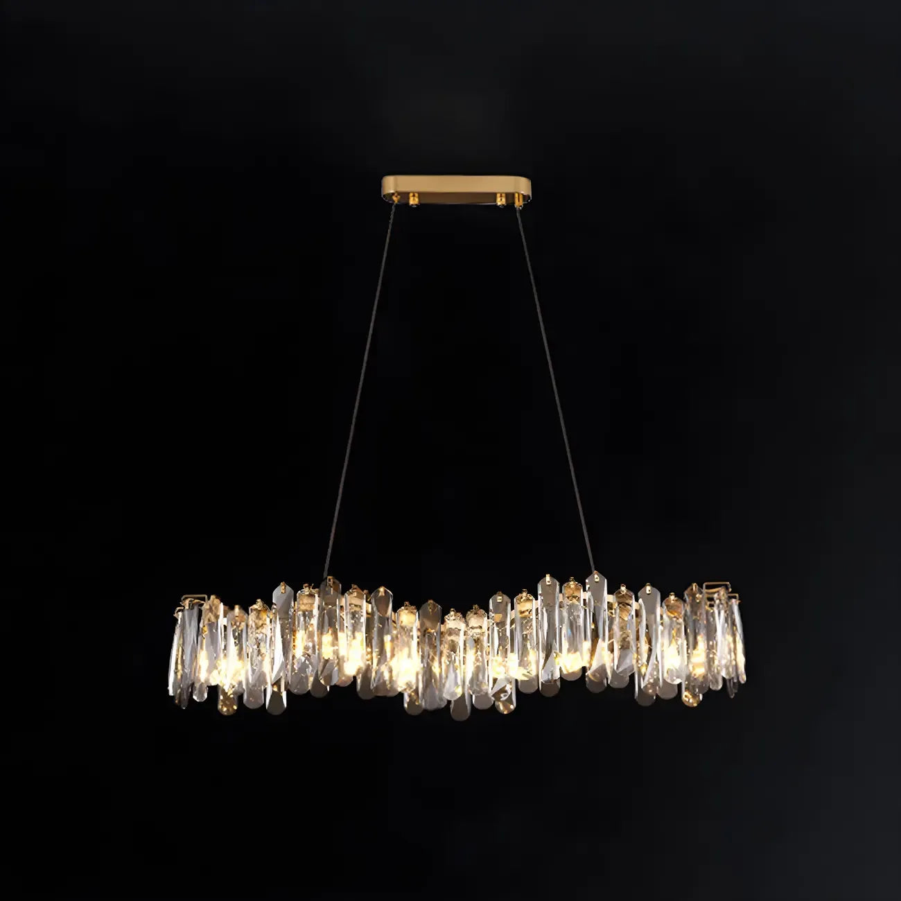 Elegant Grey Crystal Linear Island Pendant Light