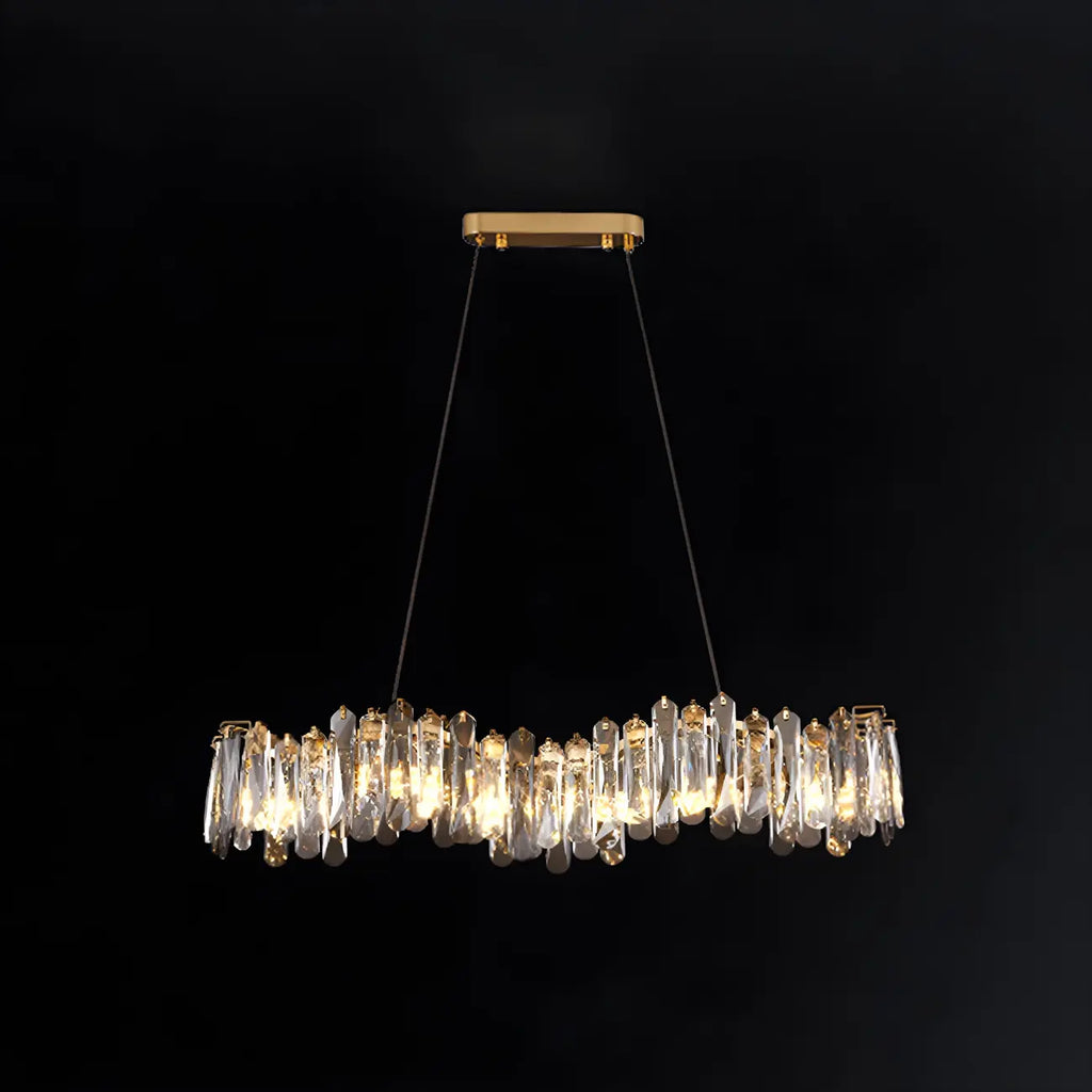 Elegant Grey Crystal Linear Island Pendant Light