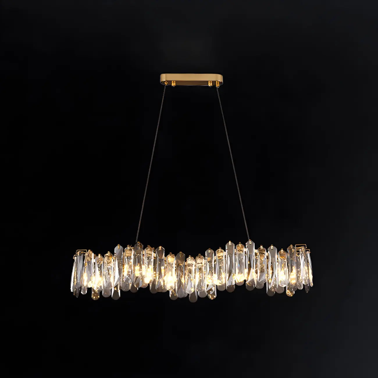 Elegant Grey Crystal Linear Island Pendant Light