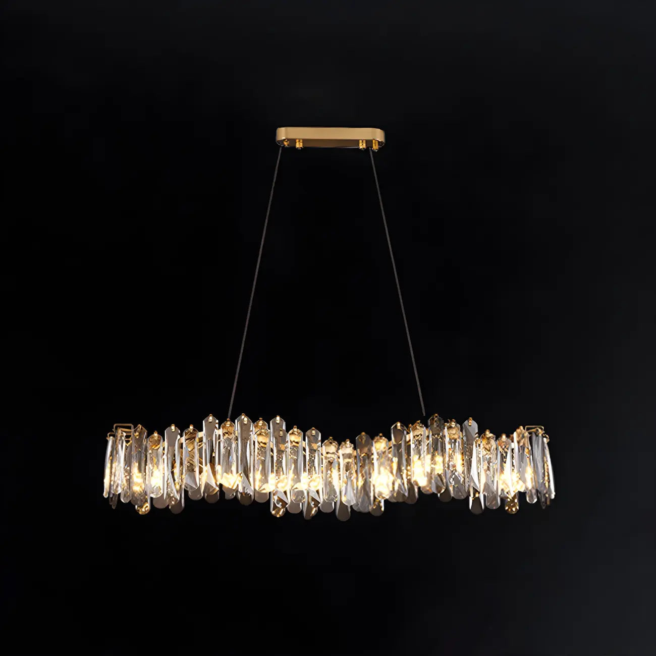 Elegant Grey Crystal Linear Island Pendant Light