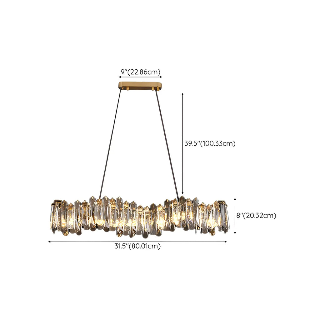 Elegant Grey Crystal Linear Island Pendant Light