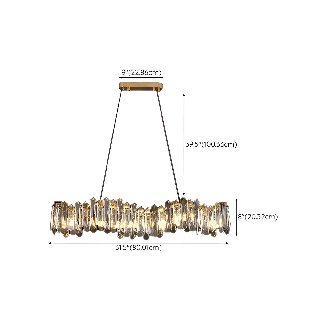Elegant Grey Crystal Linear Island Pendant Light