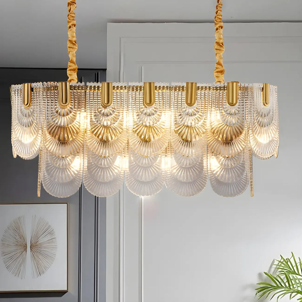 Luxury Gold Metal Island Pendant Light with Glass Accents